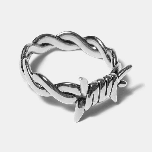 HUF BARBED WIRE RING SILVER
