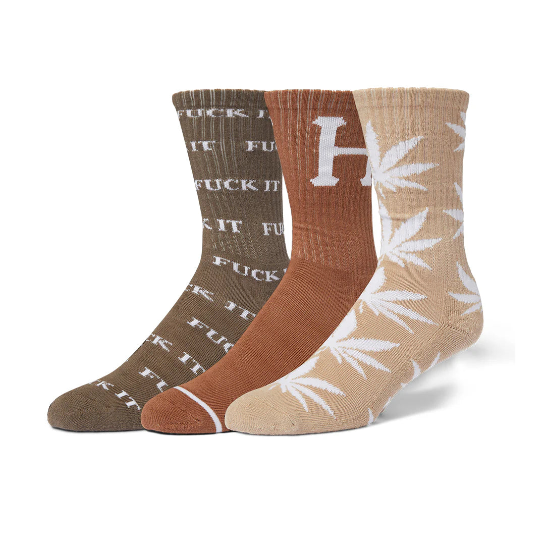 CALCETINES HUF VARIETY 3 PACK BROWN