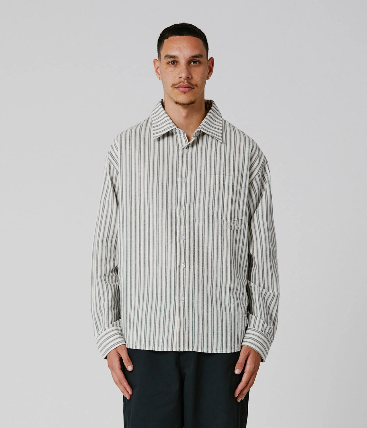 CAMISA FORMER REYNOLDS STRIPED LS SHIRT BONE GREEN